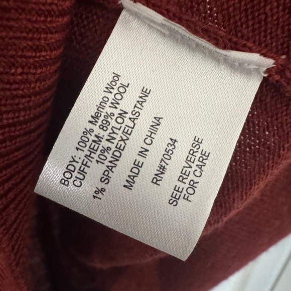 ORVIS Sweater Mens M Rust Brown Merino Wool 1/4 Zip Pullover Classic City - Picture 4 of 6